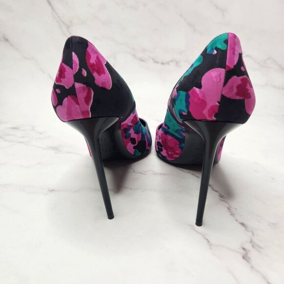 Saint Laurent Paris Floral Print Pumps Stiletto Heels Formal - Picture 4 of 12